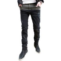Jean Denim Slim Ajuste Fashion Ripped Use Noir Gris bicolore Grunge